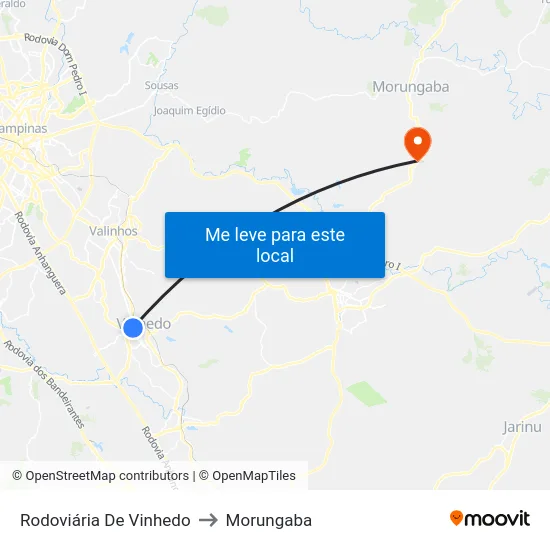 Rodoviária De Vinhedo to Morungaba map