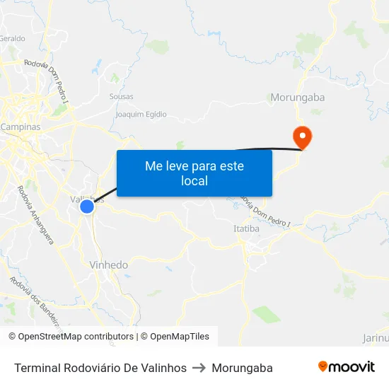 Terminal Rodoviário De Valinhos to Morungaba map