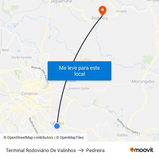 Terminal Rodoviário De Valinhos to Pedreira map