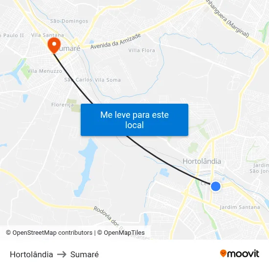 Hortolândia to Sumaré map