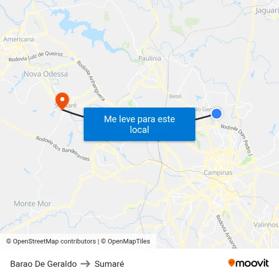 Barao De Geraldo to Sumaré map