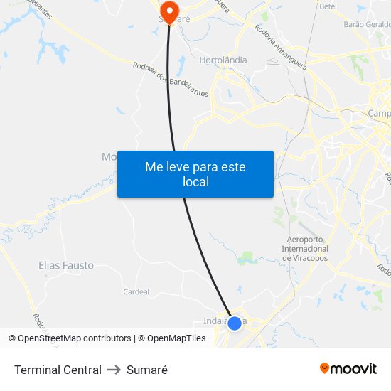 Terminal Central to Sumaré map