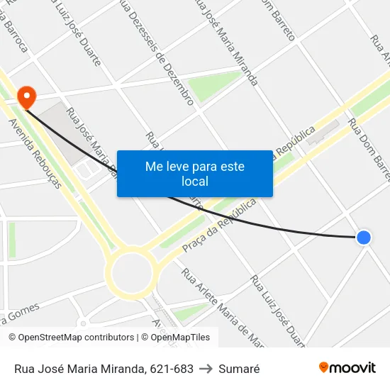 Rua José Maria Miranda, 621-683 to Sumaré map