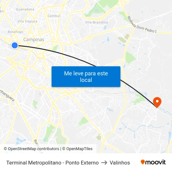 Terminal Metropolitano - Ponto Externo to Valinhos map