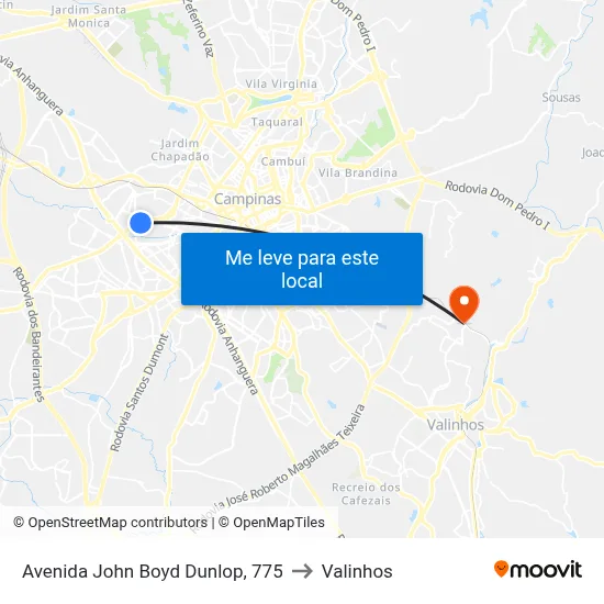 Avenida John Boyd Dunlop, 775 to Valinhos map