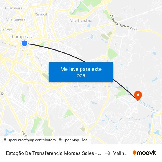 Estação De Transferência Moraes Sales - Ponto 2 to Valinhos map
