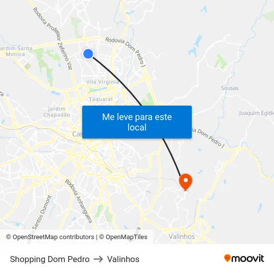 Shopping Dom Pedro to Valinhos map