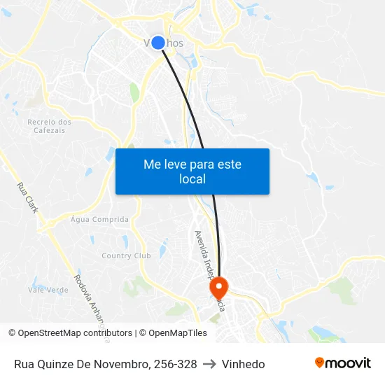 Rua Quinze De Novembro, 256-328 to Vinhedo map