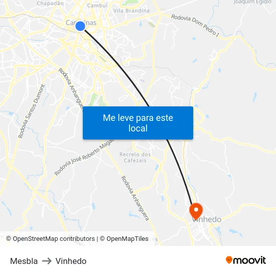 Mesbla to Vinhedo map