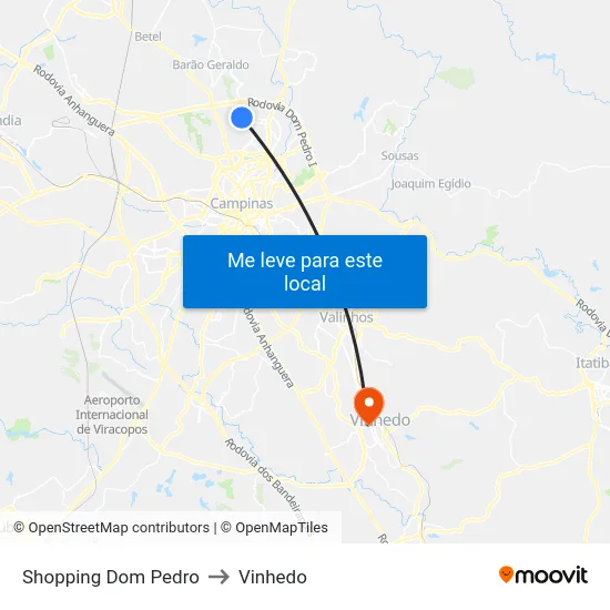 Shopping Dom Pedro to Vinhedo map