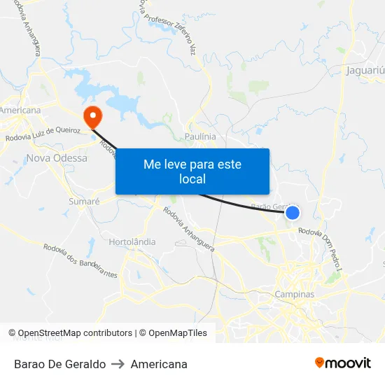 Barao De Geraldo to Americana map