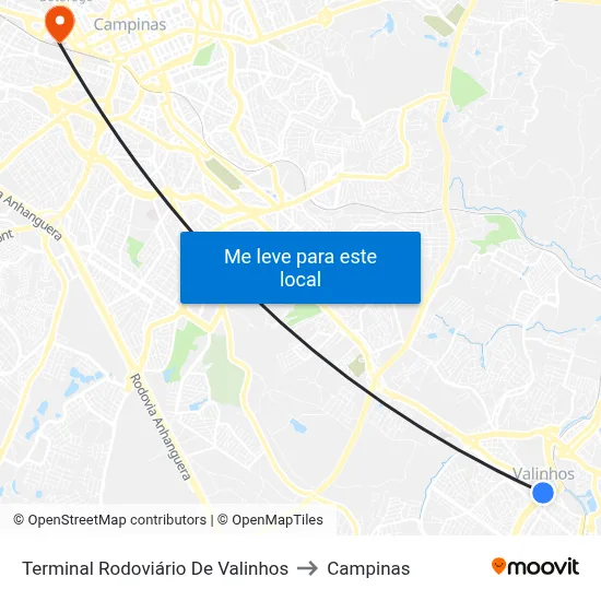 Terminal Rodoviário De Valinhos to Campinas map