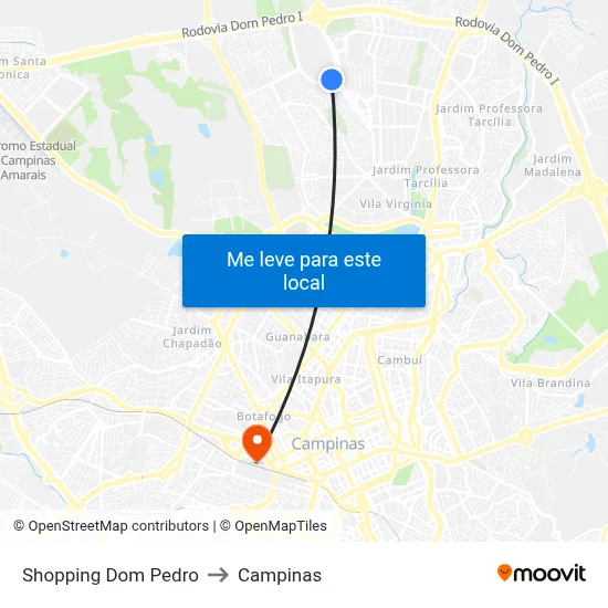 Shopping Dom Pedro to Campinas map
