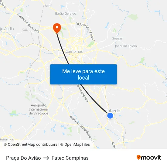 Praça Do Avião to Fatec Campinas map