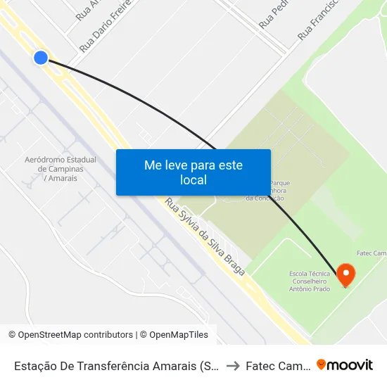 Estação De Transferência Amarais (Sentido Centro) to Fatec Campinas map