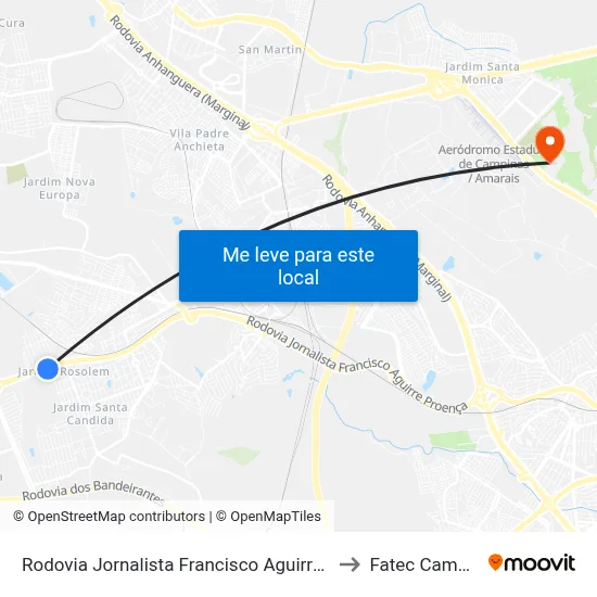 Rodovia Jornalista Francisco Aguirre Proença to Fatec Campinas map
