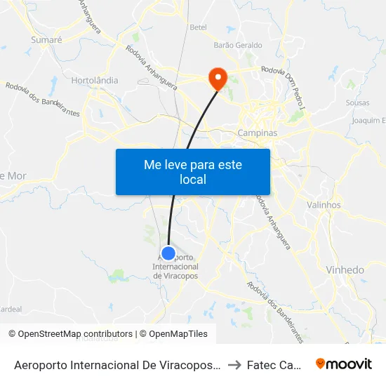 Aeroporto Internacional De Viracopos - Desembarque to Fatec Campinas map