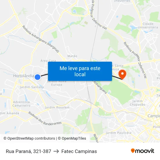 Rua Paraná, 321-387 to Fatec Campinas map