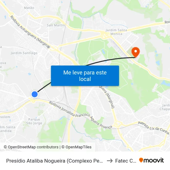 Presídio Ataliba Nogueira (Complexo Penitenciário Campinas-Hortolândia) to Fatec Campinas map