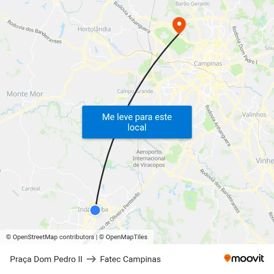 Praça Dom Pedro II to Fatec Campinas map