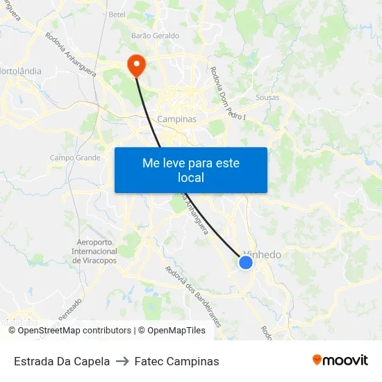 Estrada Da Capela to Fatec Campinas map