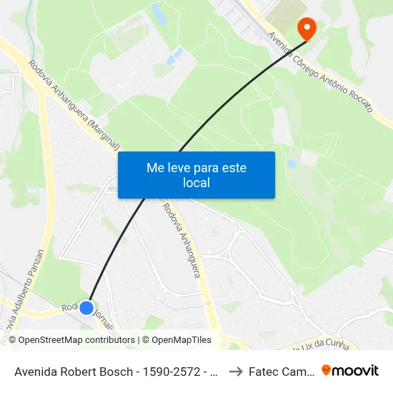 Avenida Robert Bosch -  1590-2572 - Vila Bela Vista to Fatec Campinas map