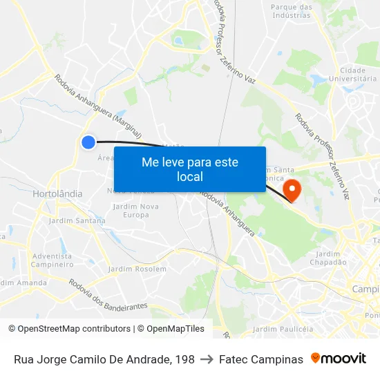 Rua Jorge Camilo De Andrade, 198 to Fatec Campinas map