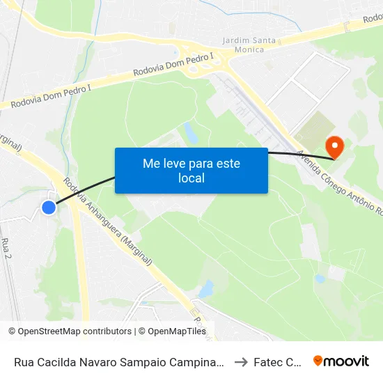 Rua Cacilda Navaro Sampaio Campinas - São Paulo 13067 Brasil to Fatec Campinas map