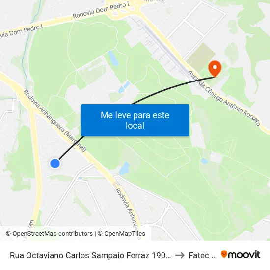 Rua Octaviano Carlos Sampaio Ferraz 190 Parque Via Norte Campinas - SP 13065-700 Brasil to Fatec Campinas map