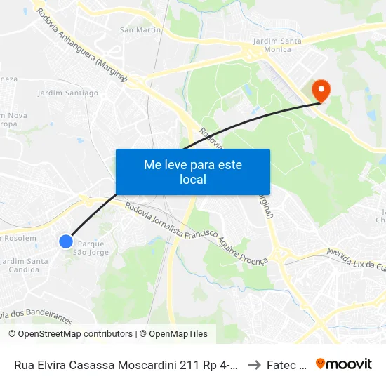 Rua Elvira Casassa Moscardini 211 Rp 4-16 Hortolândia - São Paulo 13185-433 Brasil to Fatec Campinas map