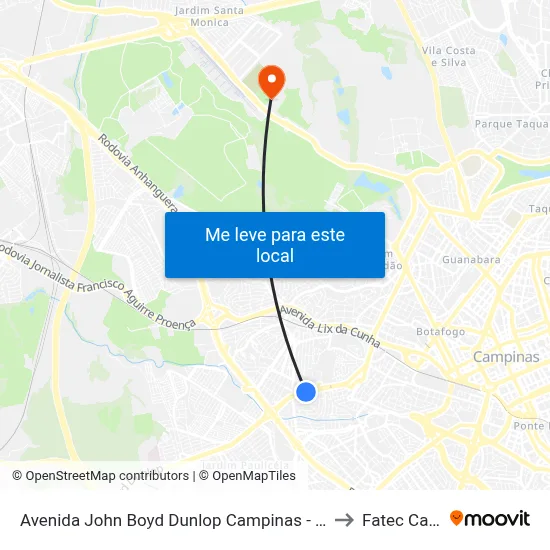 Avenida John Boyd Dunlop Campinas - São Paulo 13034 Brasil to Fatec Campinas map