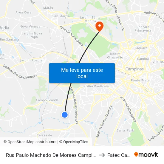Rua Paulo Machado De Moraes Campinas - São Paulo Brasil to Fatec Campinas map