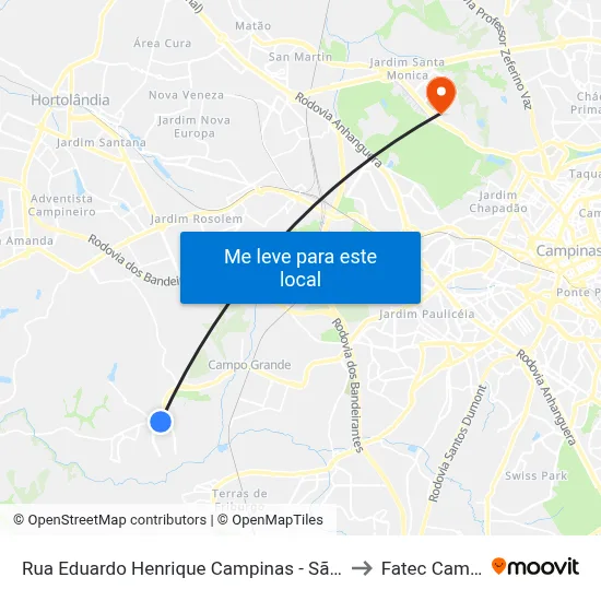 Rua Eduardo Henrique Campinas - São Paulo Brasil to Fatec Campinas map