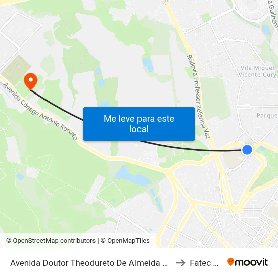 Avenida Doutor Theodureto De Almeida Camargo Campinas - São Paulo Brasil to Fatec Campinas map