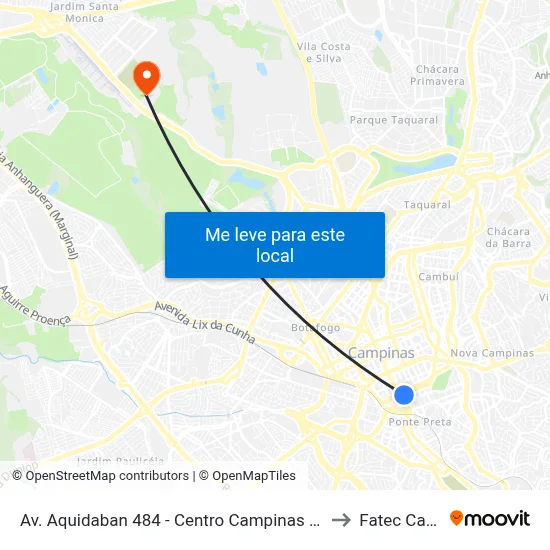 Av. Aquidaban 484 - Centro Campinas - SP 13015-210 Brasil to Fatec Campinas map