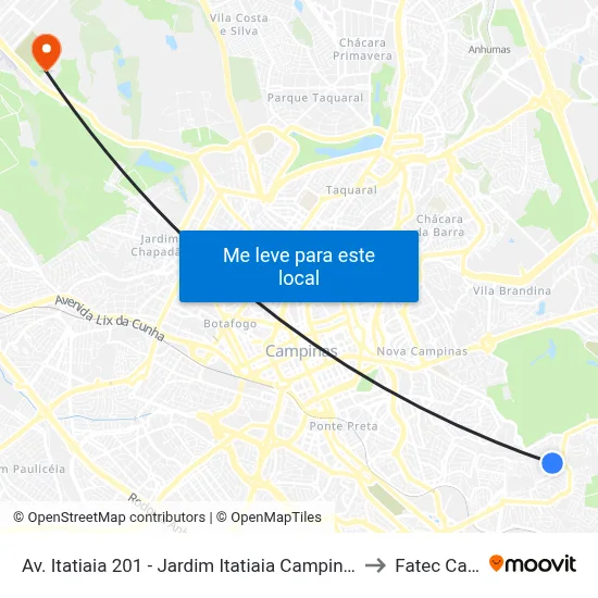 Av. Itatiaia 201 - Jardim Itatiaia Campinas - SP 13101-310 Brasil to Fatec Campinas map