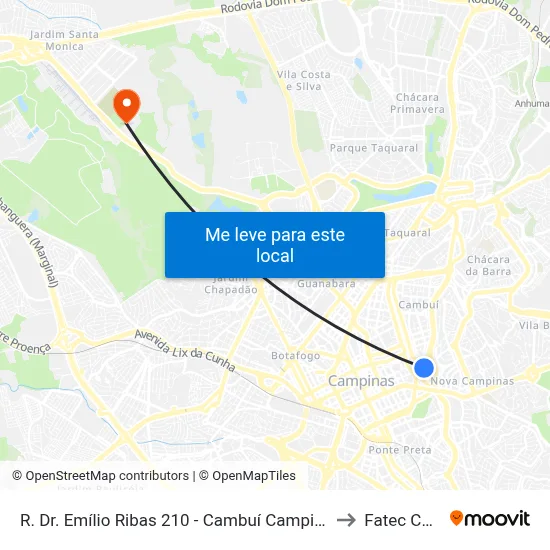 R. Dr. Emílio Ribas 210 - Cambuí Campinas - SP 13025-142 Brasil to Fatec Campinas map