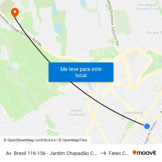 Av. Brasil 116-156 - Jardim Chapadão Campinas - SP 13070-178 Brasil to Fatec Campinas map