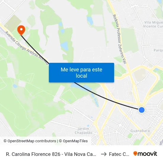 R. Carolina Florence 826 - Vila Nova Campinas - SP 13073-076 Brasil to Fatec Campinas map