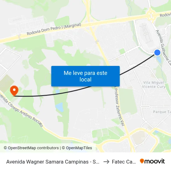 Avenida Wagner Samara Campinas - São Paulo 13081 Brasil to Fatec Campinas map