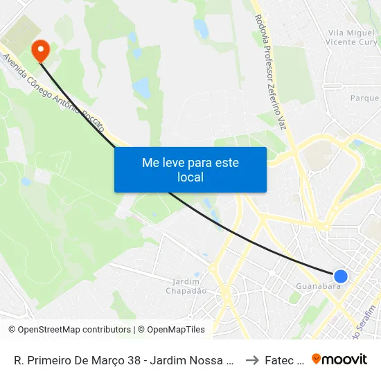 R. Primeiro De Março 38 - Jardim Nossa Sra. Auxiliadora Campinas - SP 13075-250 Brasil to Fatec Campinas map