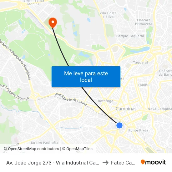 Av. João Jorge 273 - Vila Industrial Campinas - SP Brasil to Fatec Campinas map