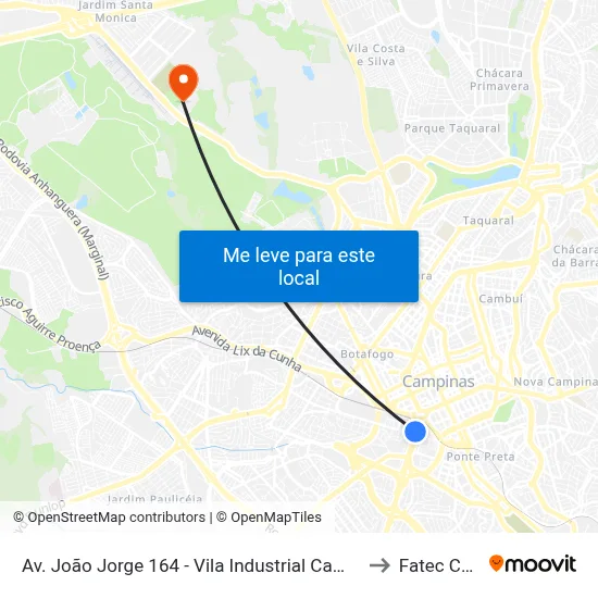 Av. João Jorge 164 - Vila Industrial Campinas - SP 13035-680 Brasil to Fatec Campinas map