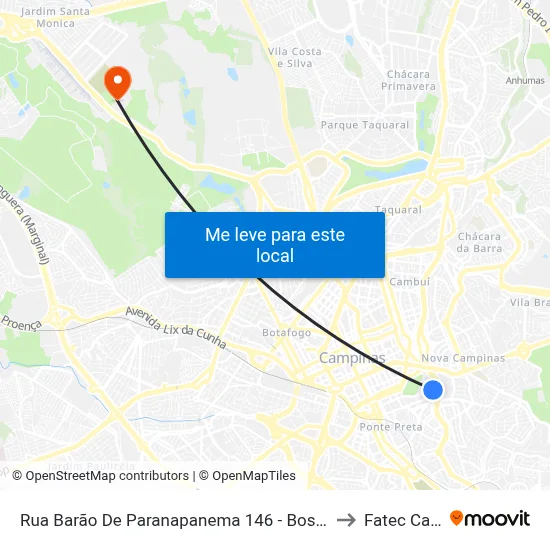 Rua Barão De Paranapanema 146 - Bosque Campinas - SP Brasil to Fatec Campinas map