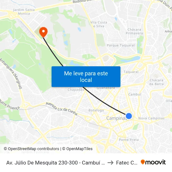 Av. Júlio De Mesquita 230-300 - Cambuí Campinas - SP 13025-061 Brasil to Fatec Campinas map