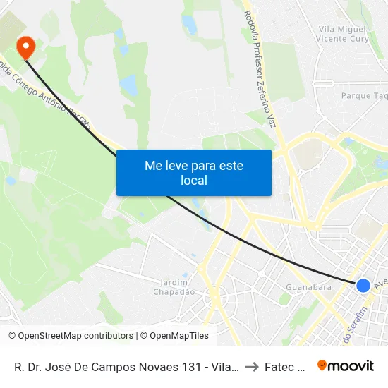 R. Dr. José De Campos Novaes 131 - Vila Angelino Rossi Campinas - SP Brasil to Fatec Campinas map