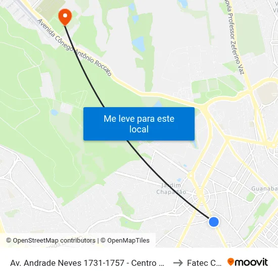 Av. Andrade Neves 1731-1757 - Centro Campinas - SP 13013-161 Brasil to Fatec Campinas map