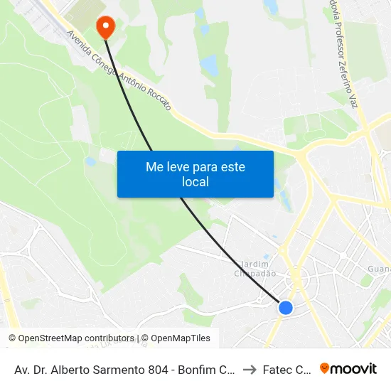 Av. Dr. Alberto Sarmento 804 - Bonfim Campinas - SP 13070-710 Brasil to Fatec Campinas map