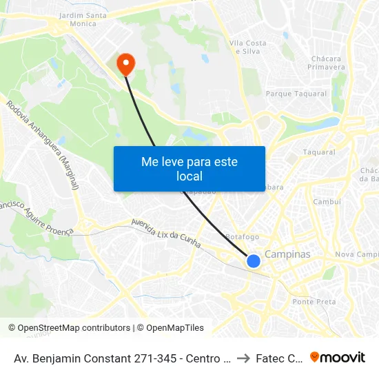 Av. Benjamin Constant 271-345 - Centro Campinas - SP 13010-142 Brasil to Fatec Campinas map