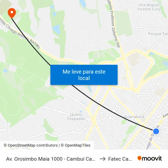 Av. Orosimbo Maia 1000 - Cambuí Campinas - SP Brasil to Fatec Campinas map